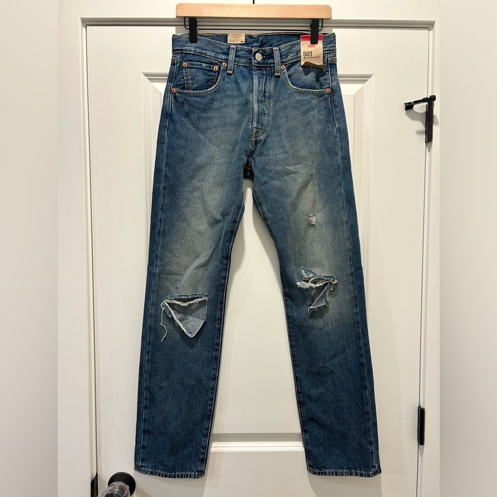 Levi's 501 '93 Straight Jeans 29x32 Relaxed Distressed Button Fly Ripped Men's